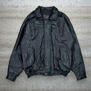 Vintage 90s Maxam Genuine Lambskin Leather Jacket Mens XL Black Italian Mosaic